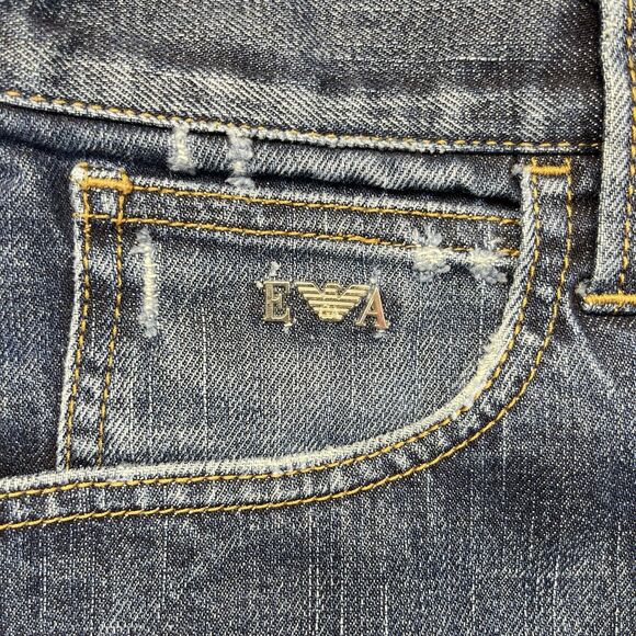 Emporio Armani Jeans Johnny Slim Fit Men’s 31 Medium Wash Distressed Denim - Picture 3 of 16